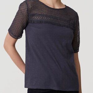 Ann Taylor Loft Short Sleeve Crochet Lace Detail Size Medium